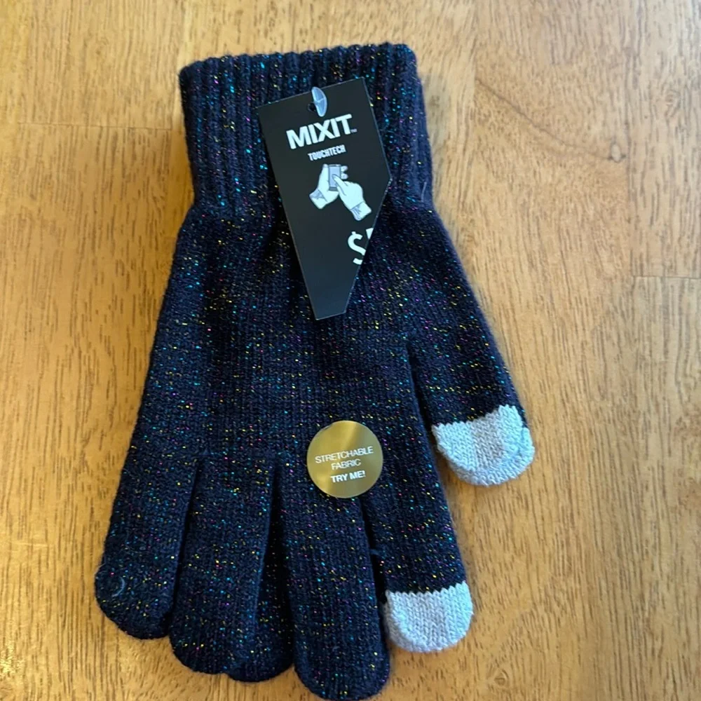 NWT MIXIT TouchTech Gloves. Black with multi shimmer color throughout. - Picture 1 of 6
